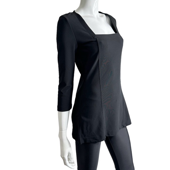 Boston Proper Square Neck 1/2 Sleeves Black Tunic - Picture 1 of 6